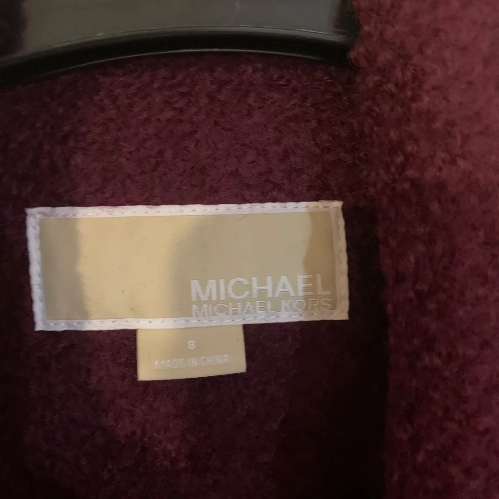 NWOT Michael Kors Burgundy Lined Wool Coat sz 8